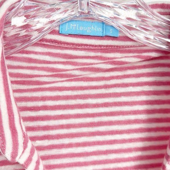 J. McLaughlin Brynn Linen Blend Striped V-neck 3/4 Sleeve Top Pink White small - Picture 7 of 10